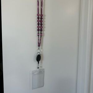 Purple Beaded Lanyard Necklace